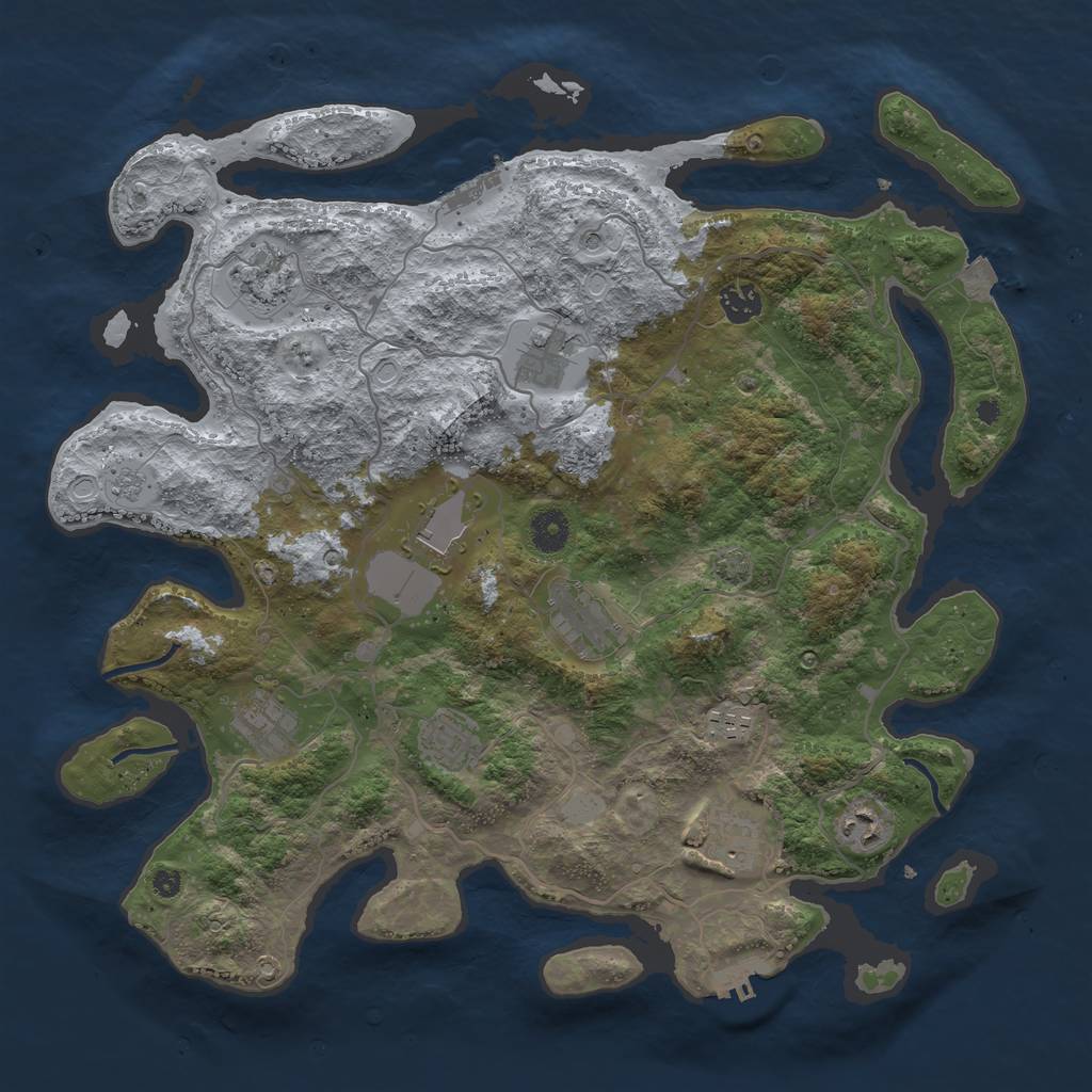 Rust Map: Procedural Map, Size: 4000, Seed: 407200043, 18 Monuments