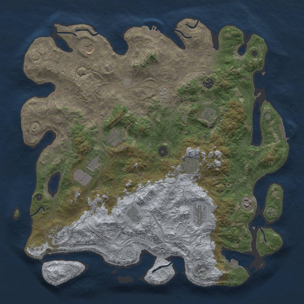 Rust Map: Procedural Map, Size: 4500, Seed: 173291130, 19 Monuments