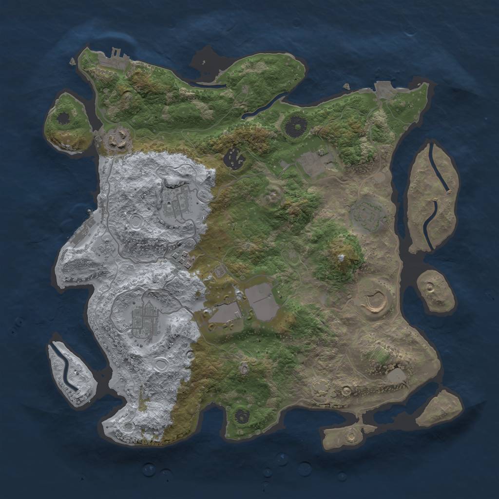 Rust Map: Procedural Map, Size: 3500, Seed: 820032100, 16 Monuments
