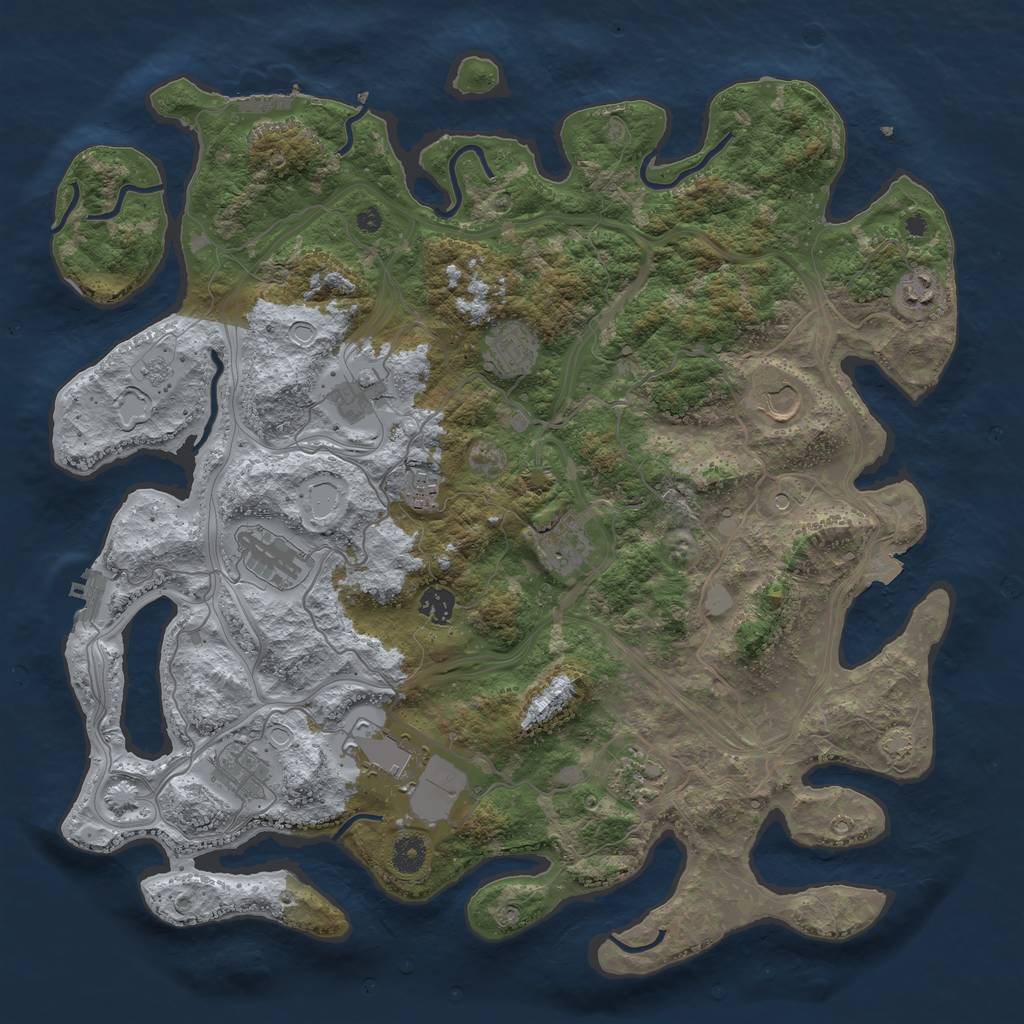 Rust Map: Procedural Map, Size: 4250, Seed: 383227623, 19 Monuments