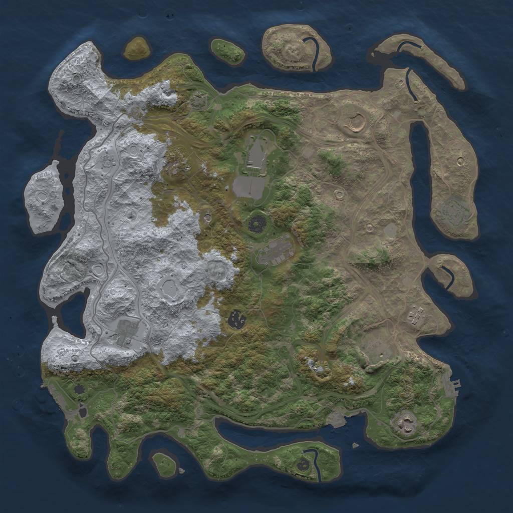Rust Map: Procedural Map, Size: 4250, Seed: 447599259, 18 Monuments