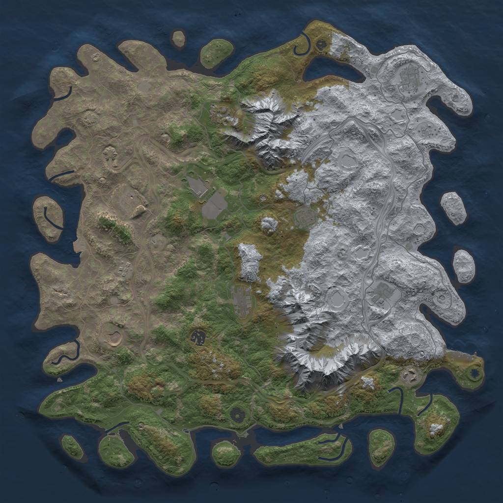 Rust Map: Procedural Map, Size: 5000, Seed: 1228780371, 18 Monuments