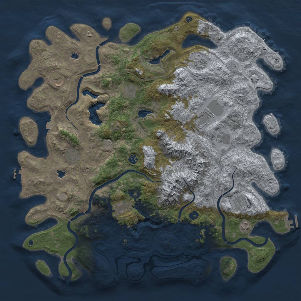 Rust Map: Procedural Map, Size: 5000, Seed: 1228780371, 17 Monuments