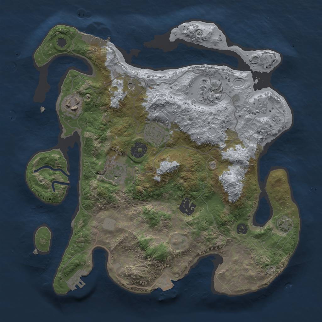 Rust Map: Procedural Map, Size: 3000, Seed: 1209291862, 13 Monuments
