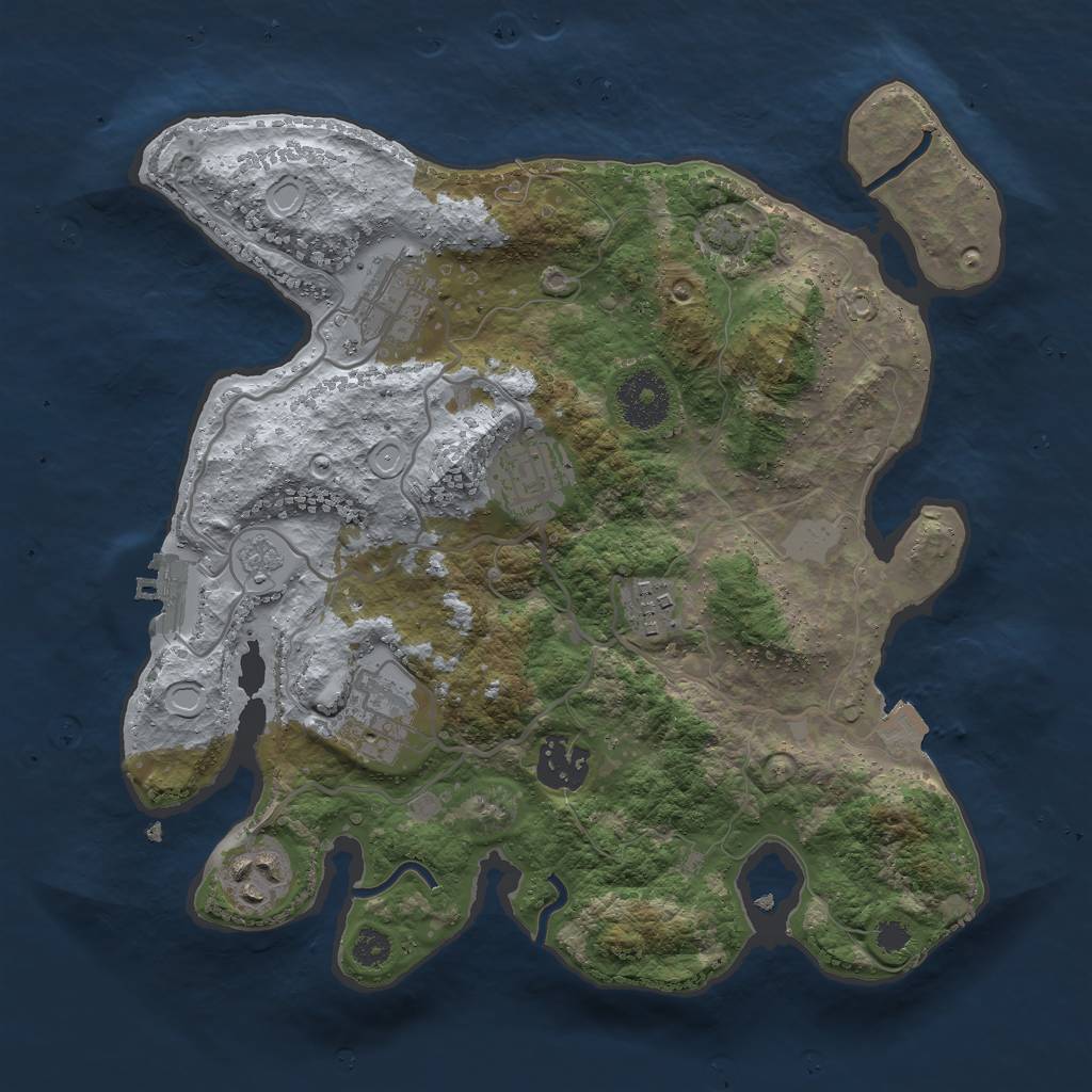 Rust Map: Procedural Map, Size: 3000, Seed: 17642, 12 Monuments