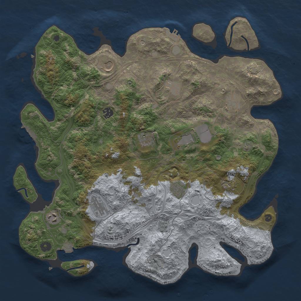 Rust Map: Procedural Map, Size: 4250, Seed: 721776734, 19 Monuments
