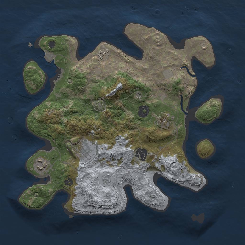 Rust Map: Procedural Map, Size: 3000, Seed: 18701, 11 Monuments