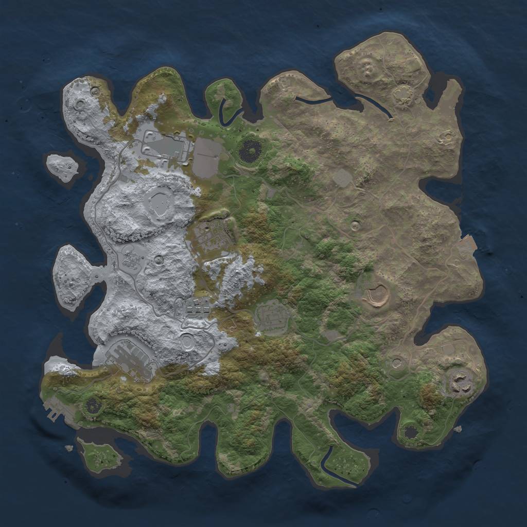 Rust Map: Procedural Map, Size: 3500, Seed: 1501179728, 14 Monuments