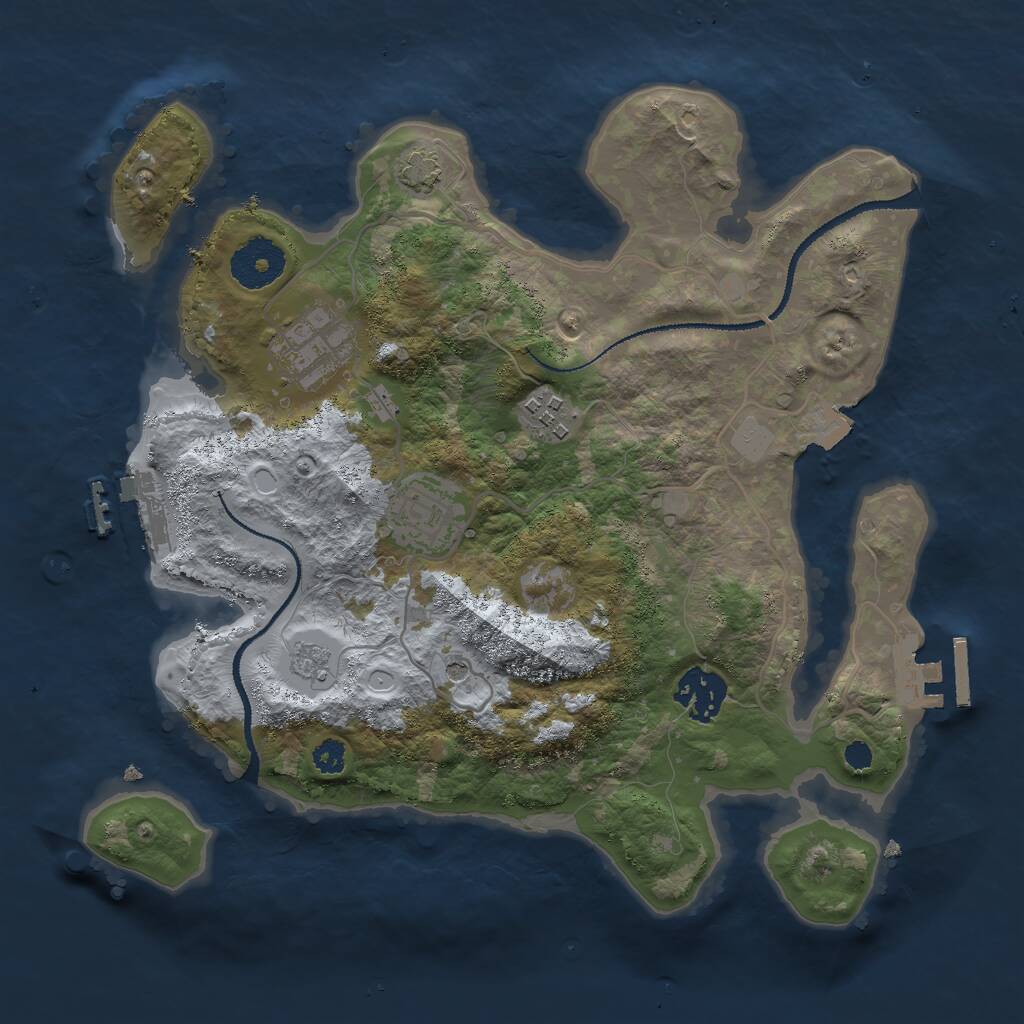 Rust Map: Procedural Map, Size: 3000, Seed: 1708488753, 10 Monuments