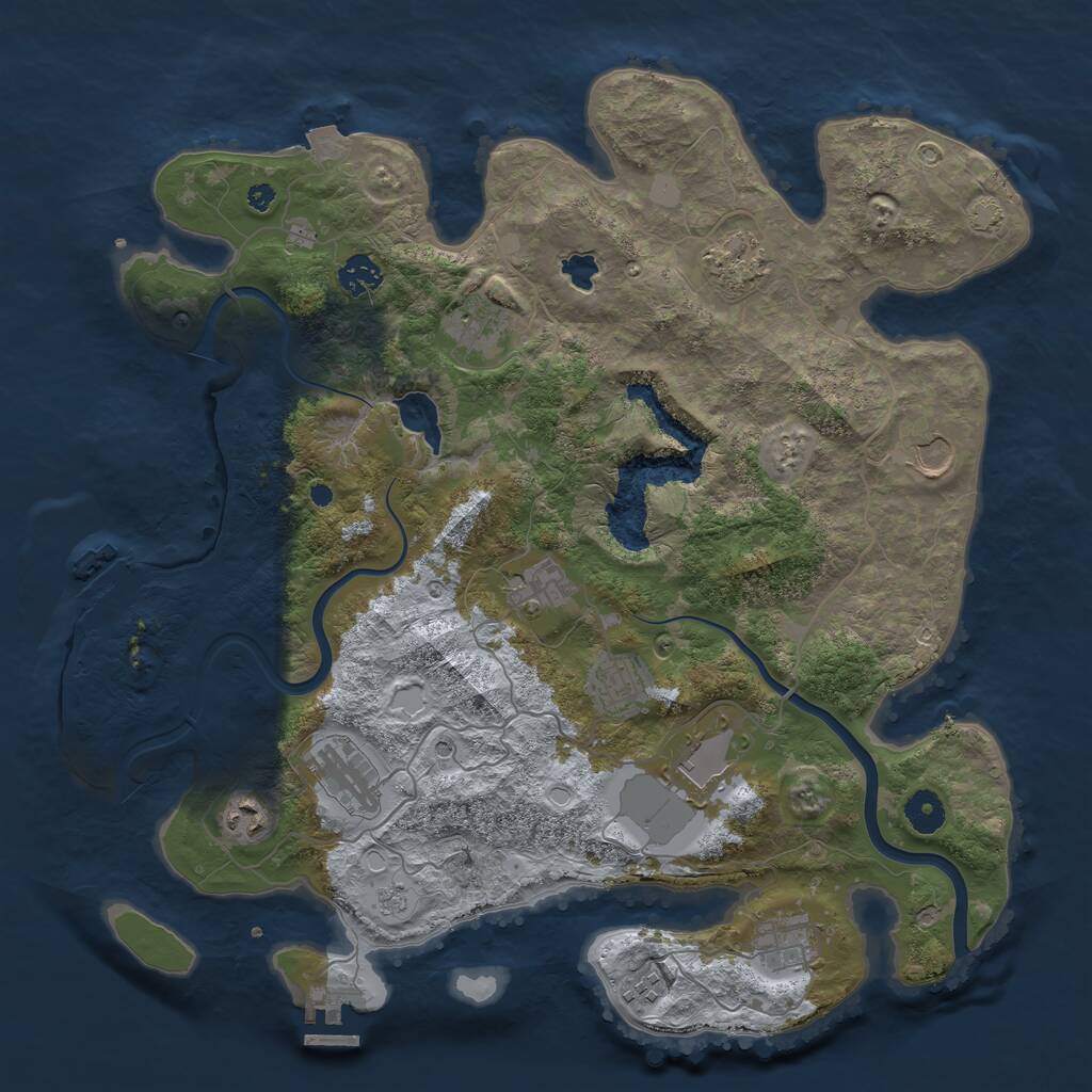 Rust Map: Procedural Map, Size: 4000, Seed: 1882842068, 17 Monuments