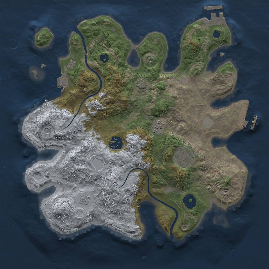 Rust Map: Procedural Map, Size: 3000, Seed: 1865366654, 9 Monuments