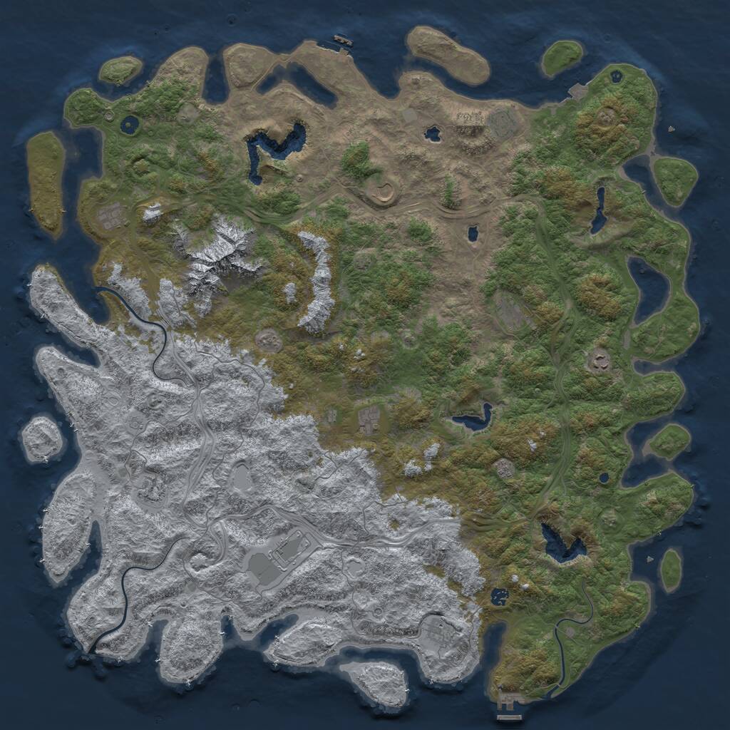 Rust Map: Procedural Map, Size: 6000, Seed: 752097014, 17 Monuments