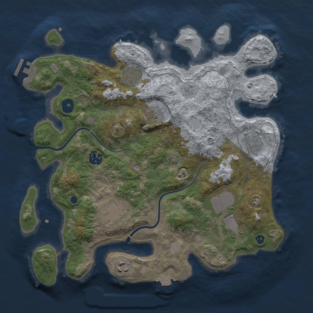 Rust Map: Procedural Map, Size: 3500, Seed: 266109281, 12 Monuments