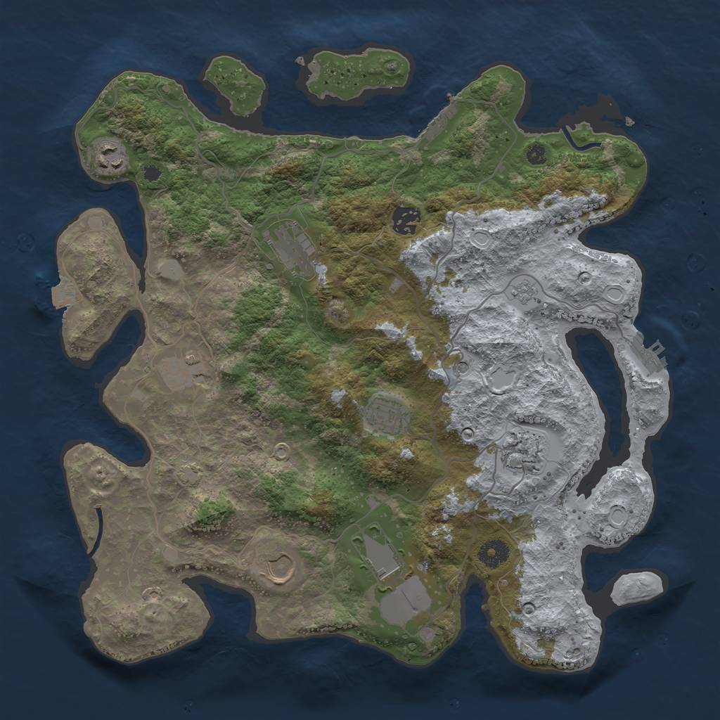Rust Map: Procedural Map, Size: 3700, Seed: 78658, 16 Monuments