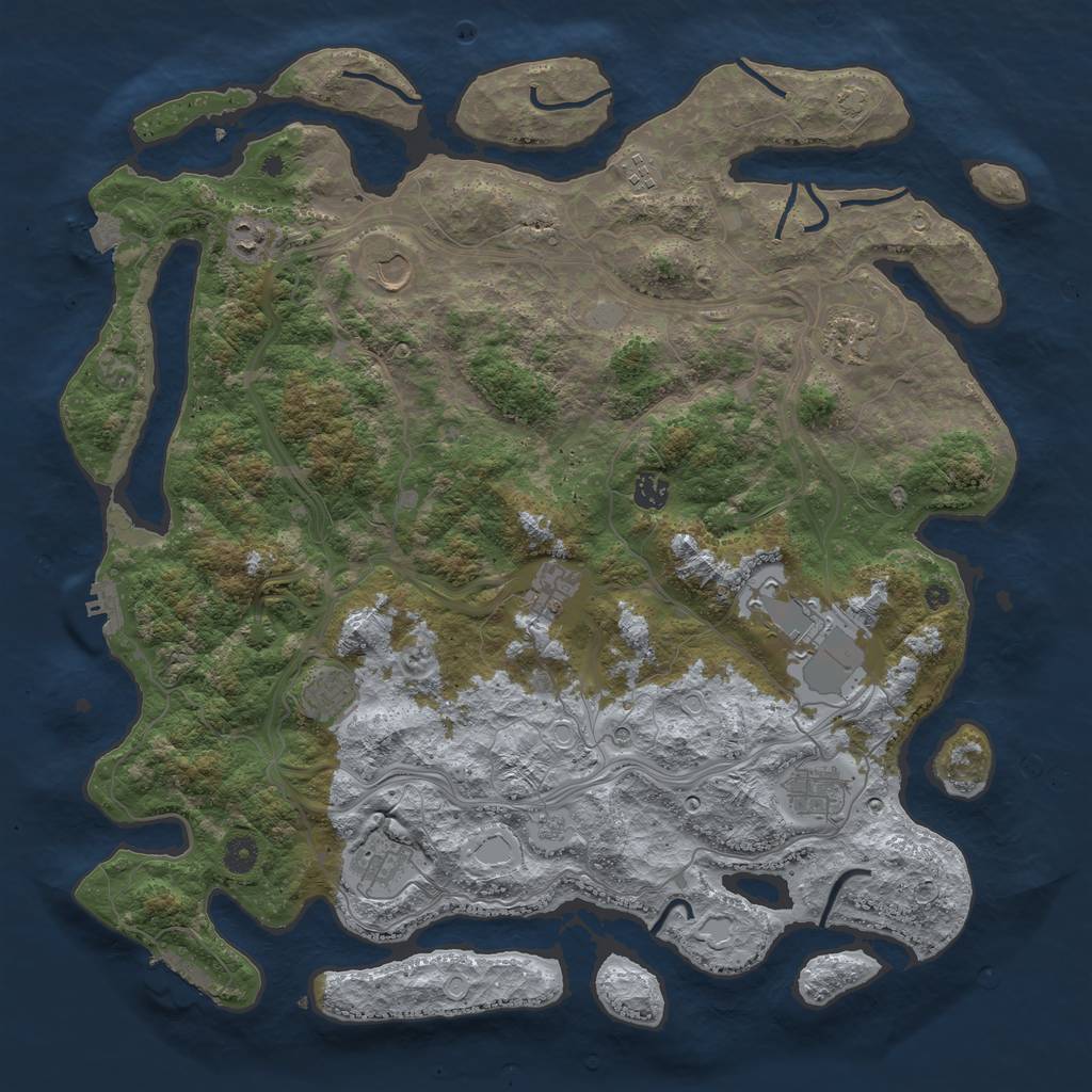 Rust Map: Procedural Map, Size: 4500, Seed: 286472900, 18 Monuments