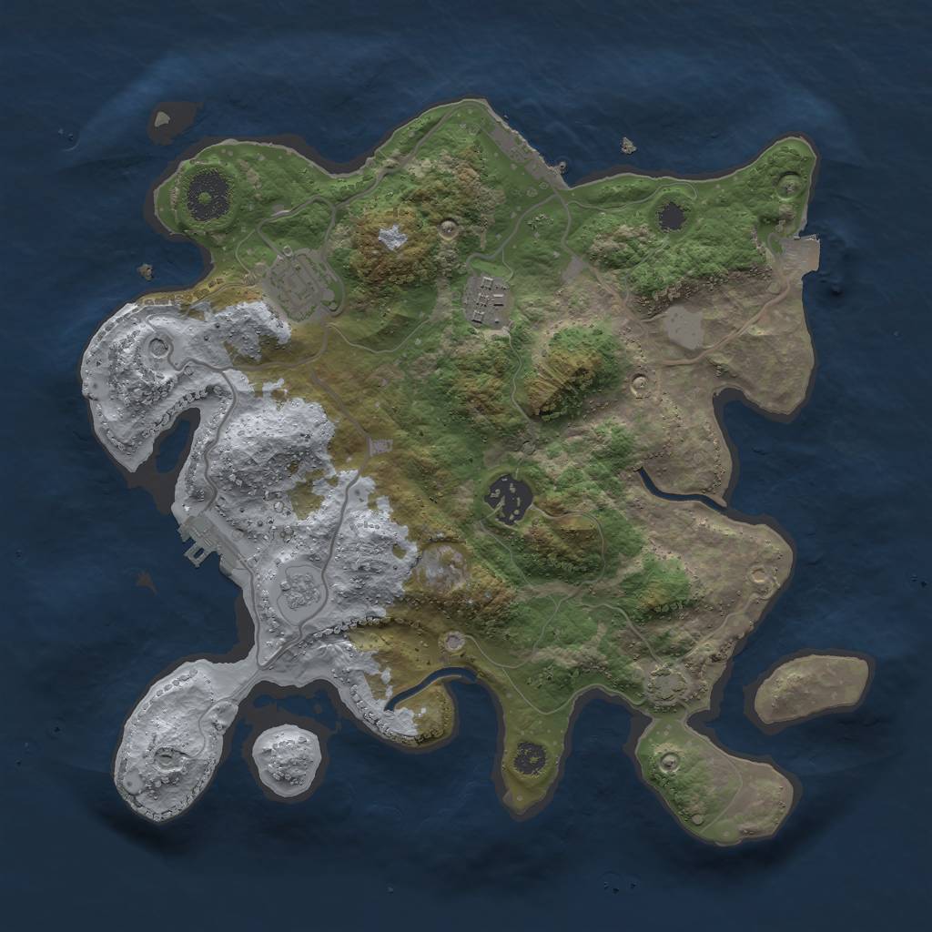 Rust Map: Procedural Map, Size: 3000, Seed: 16680, 11 Monuments