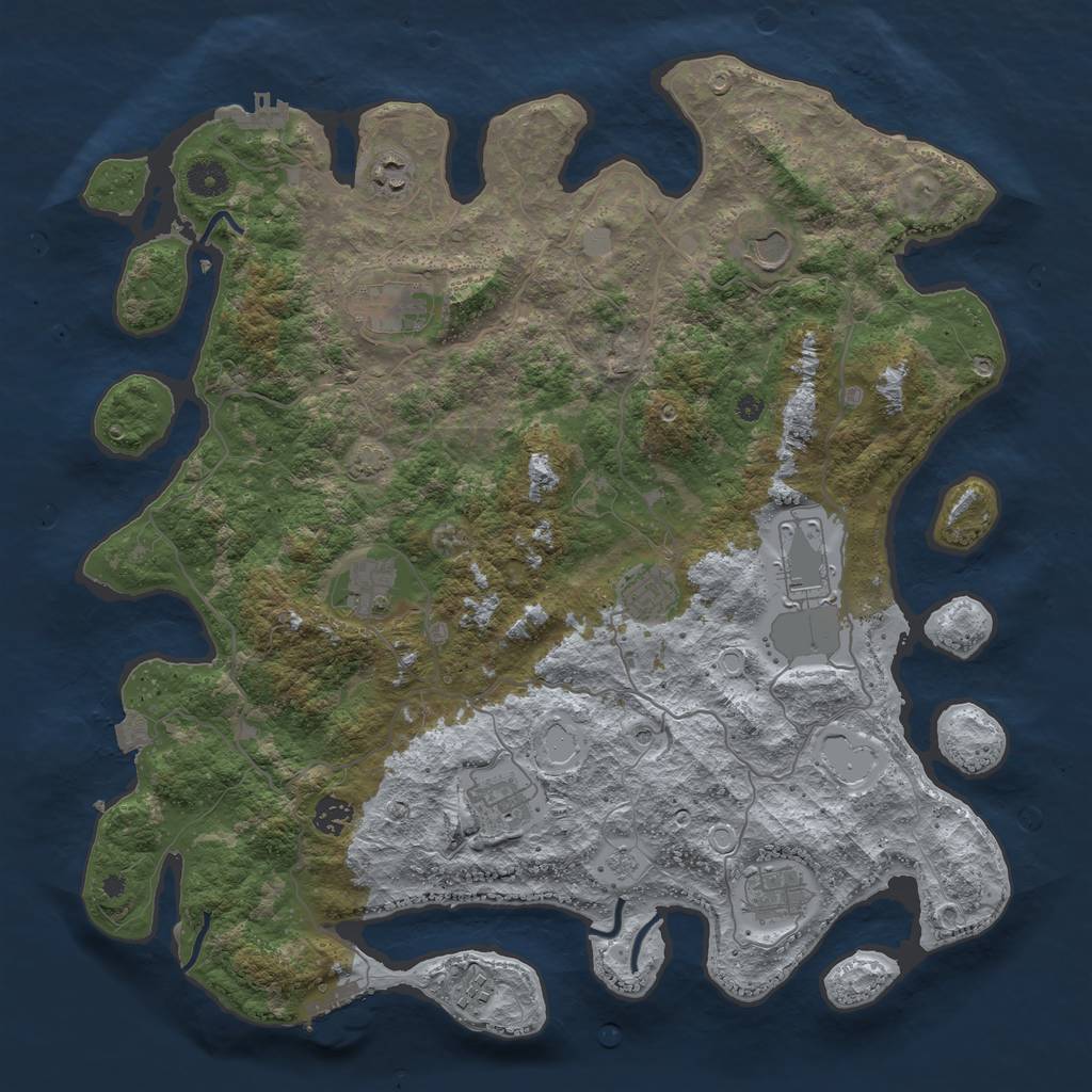 Rust Map: Procedural Map, Size: 4200, Seed: 148866229, 18 Monuments