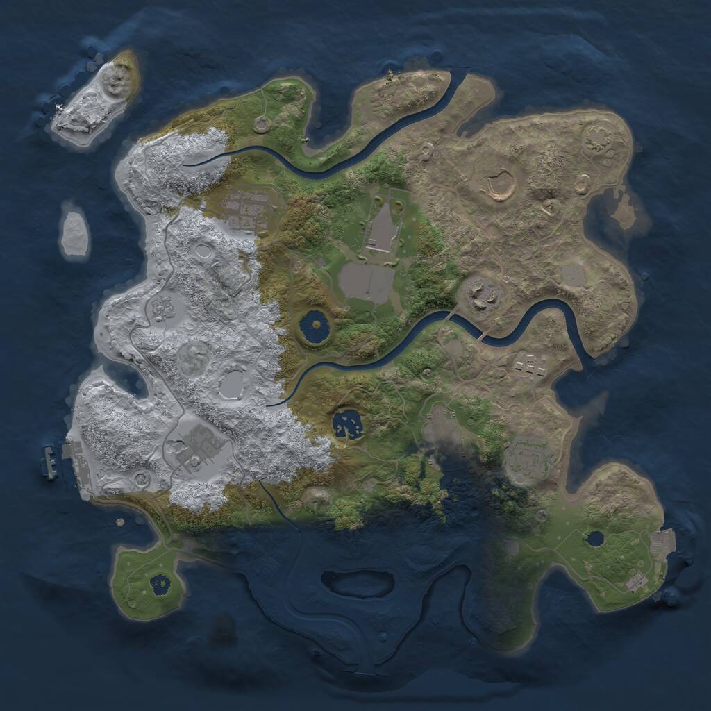 Rust Map: Procedural Map, Size: 3500, Seed: 3891, 14 Monuments