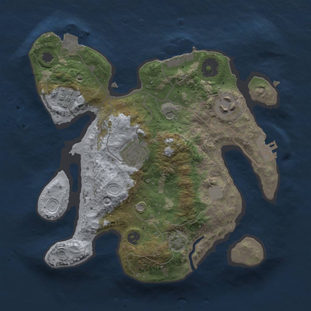 Rust Map: Procedural Map, Size: 2500, Seed: 840347495, 10 Monuments
