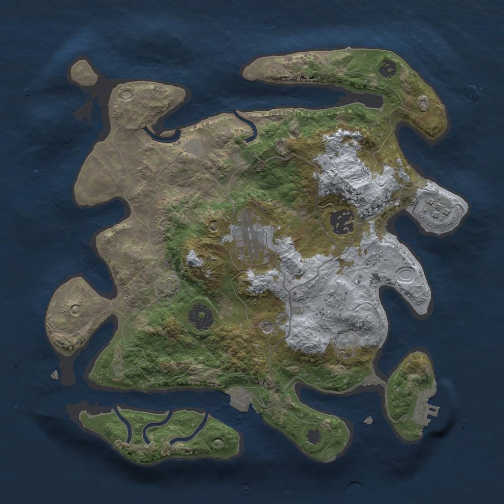 Rust Map: Procedural Map, Size: 3000, Seed: 2544545, 10 Monuments