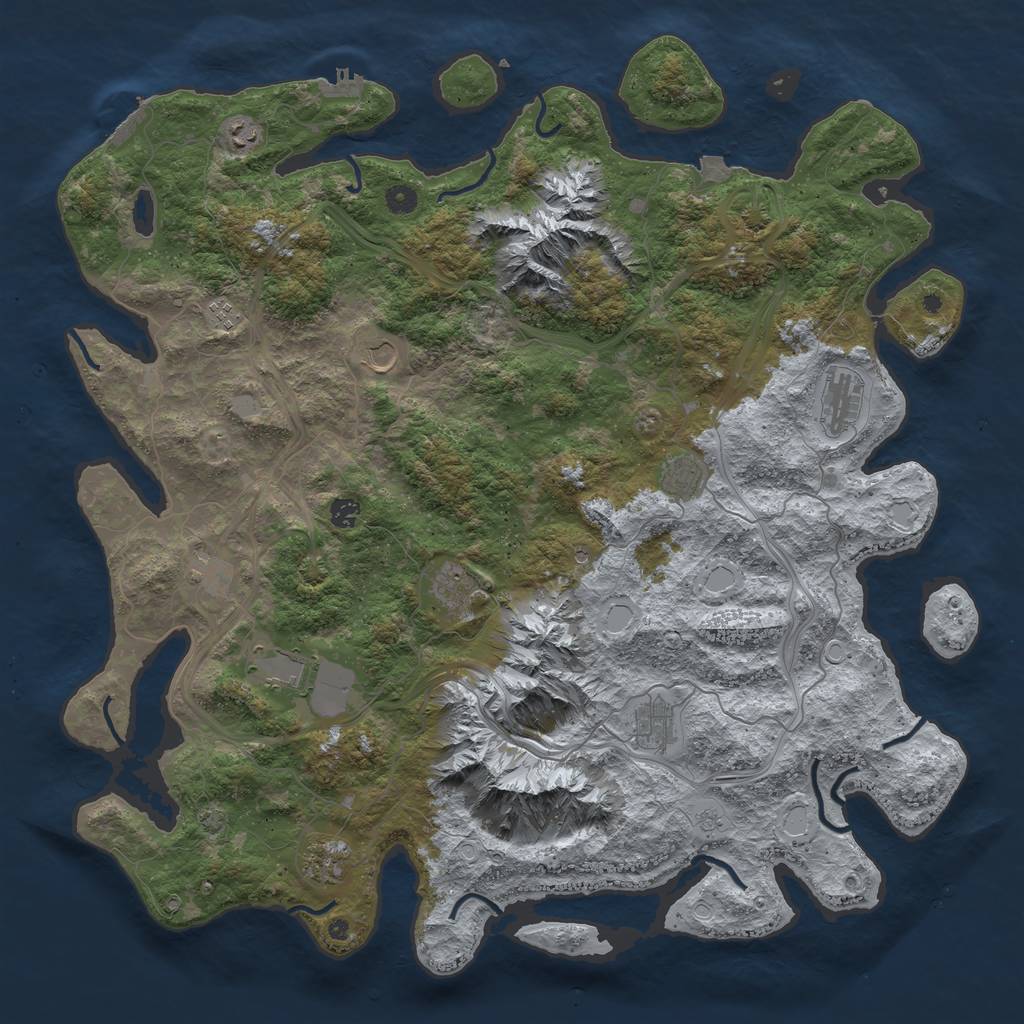 Rust Map: Procedural Map, Size: 5000, Seed: 382808561, 19 Monuments