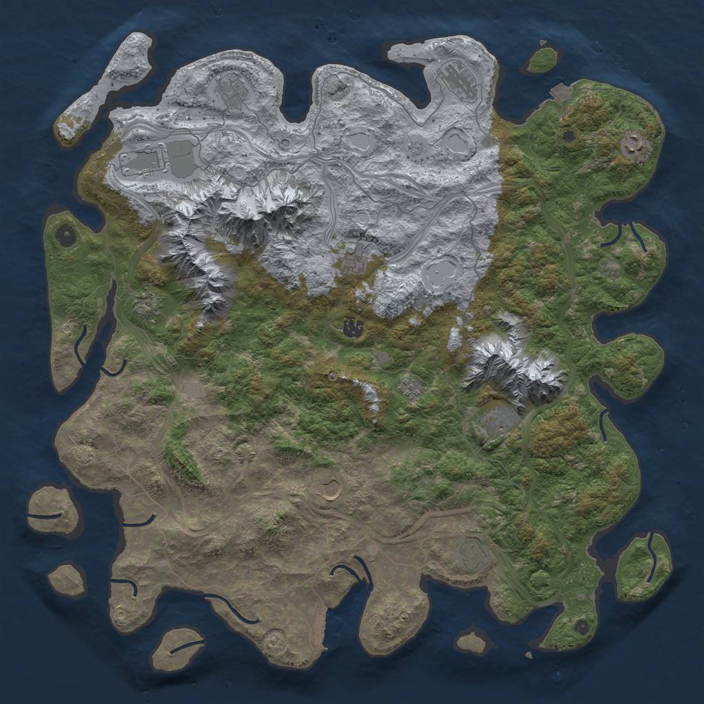Rust Map: Procedural Map, Size: 5000, Seed: 570444732, 18 Monuments