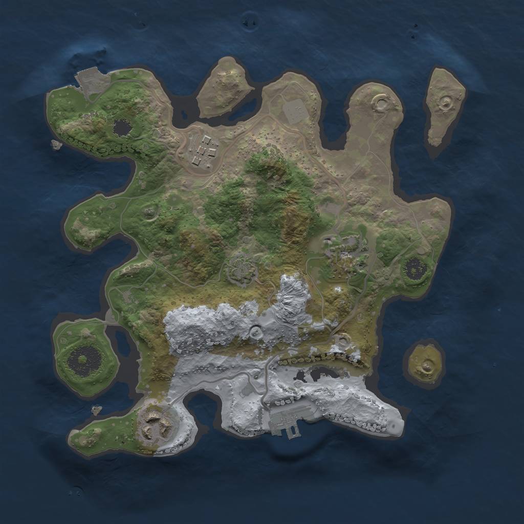 Rust Map: Procedural Map, Size: 2500, Seed: 12169, 8 Monuments