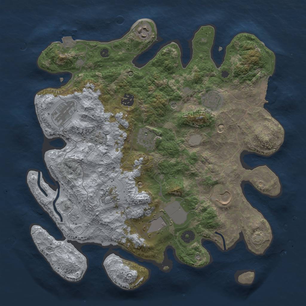 Rust Map: Procedural Map, Size: 3500, Seed: 456567678, 16 Monuments