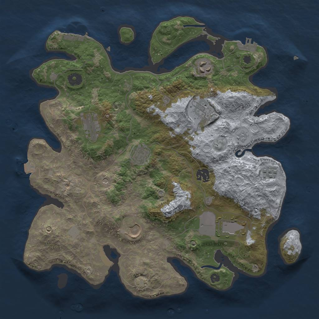Rust Map: Procedural Map, Size: 3500, Seed: 2140183647, 16 Monuments