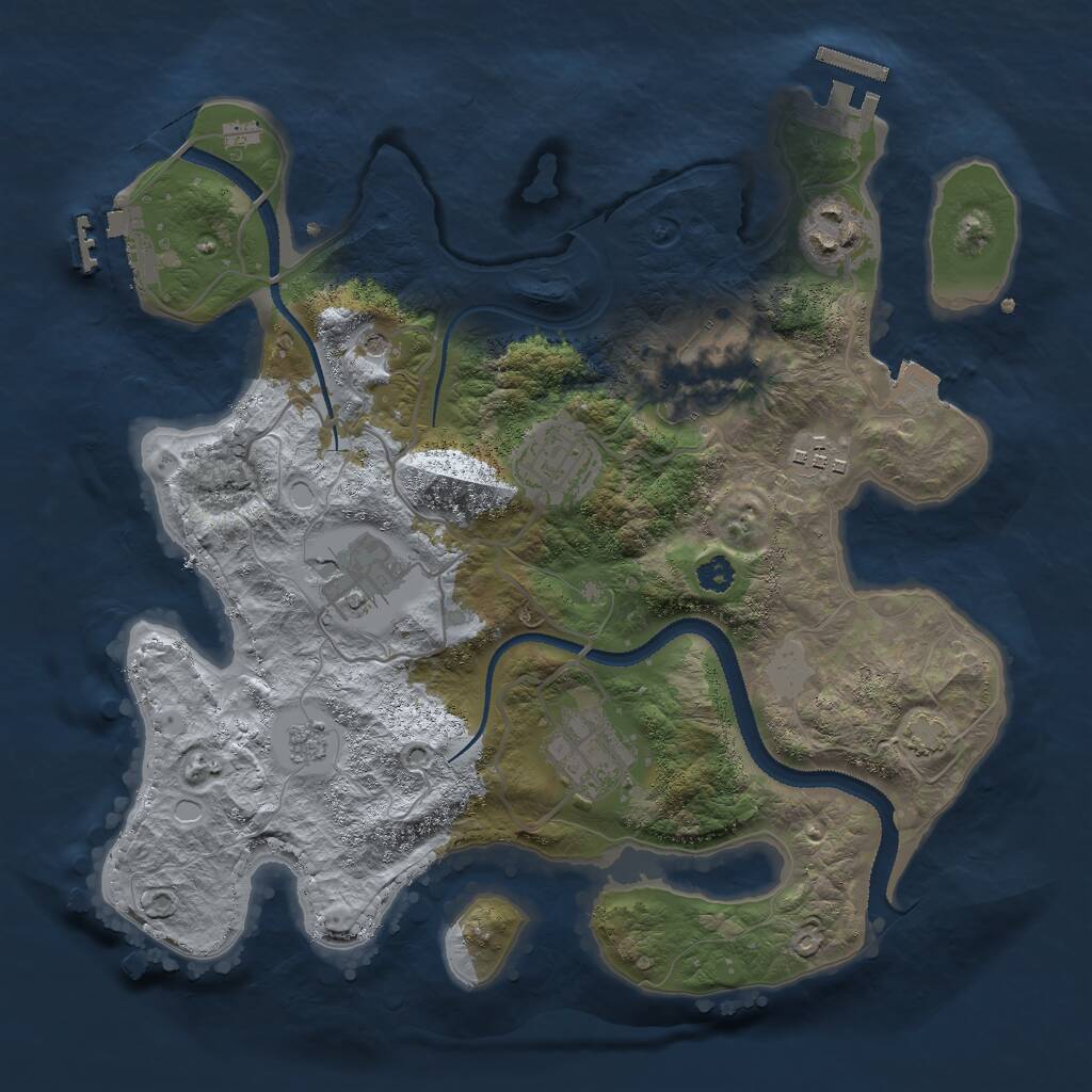 Rust Map: Procedural Map, Size: 3000, Seed: 19748, 12 Monuments