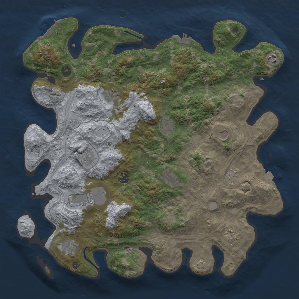 Rust Map: Procedural Map, Size: 4250, Seed: 545727794, 19 Monuments