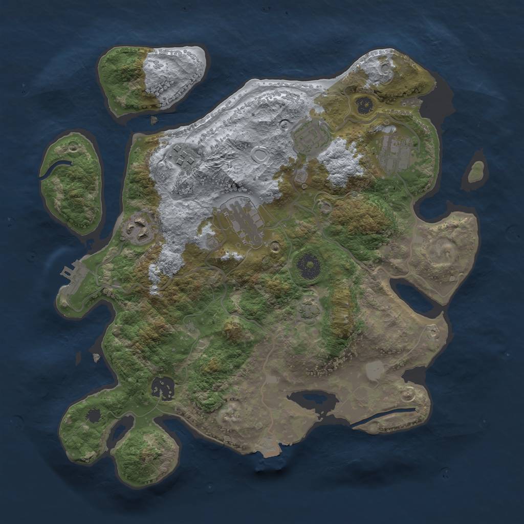 Rust Map: Procedural Map, Size: 3200, Seed: 917459244, 11 Monuments