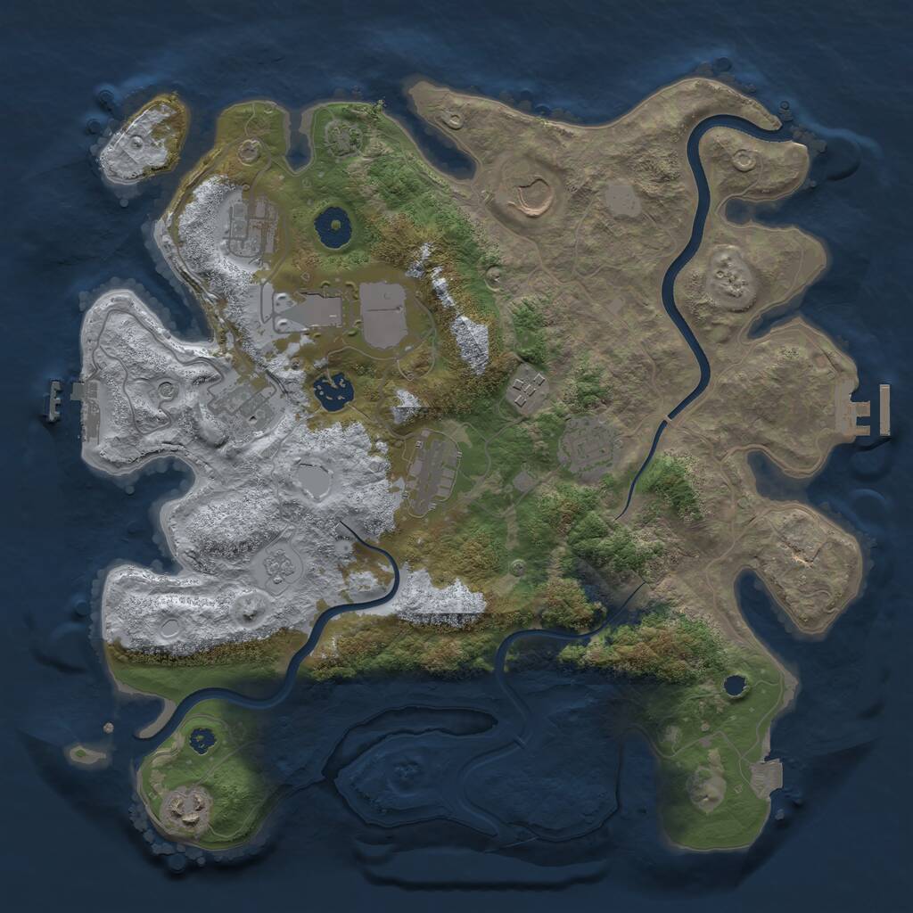 Rust Map: Procedural Map, Size: 3600, Seed: 834278582, 15 Monuments