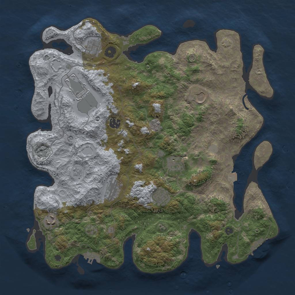 Rust Map: Procedural Map, Size: 3900, Seed: 582883824, 17 Monuments