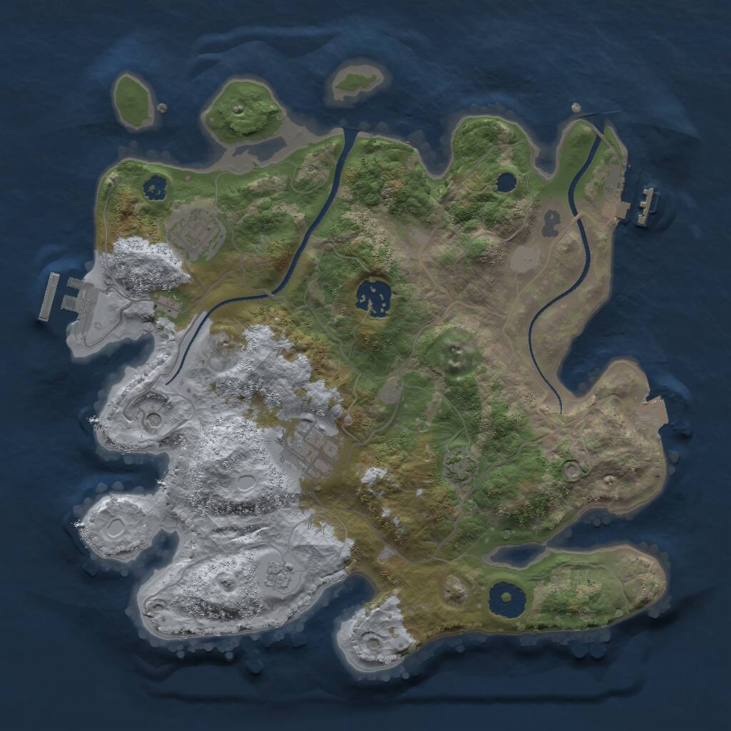 Rust Map: Procedural Map, Size: 3000, Seed: 3470216, 9 Monuments