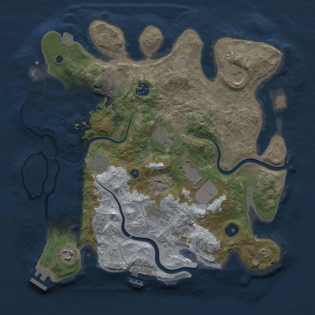 Rust Map: Procedural Map, Size: 3500, Seed: 2100702436, 15 Monuments