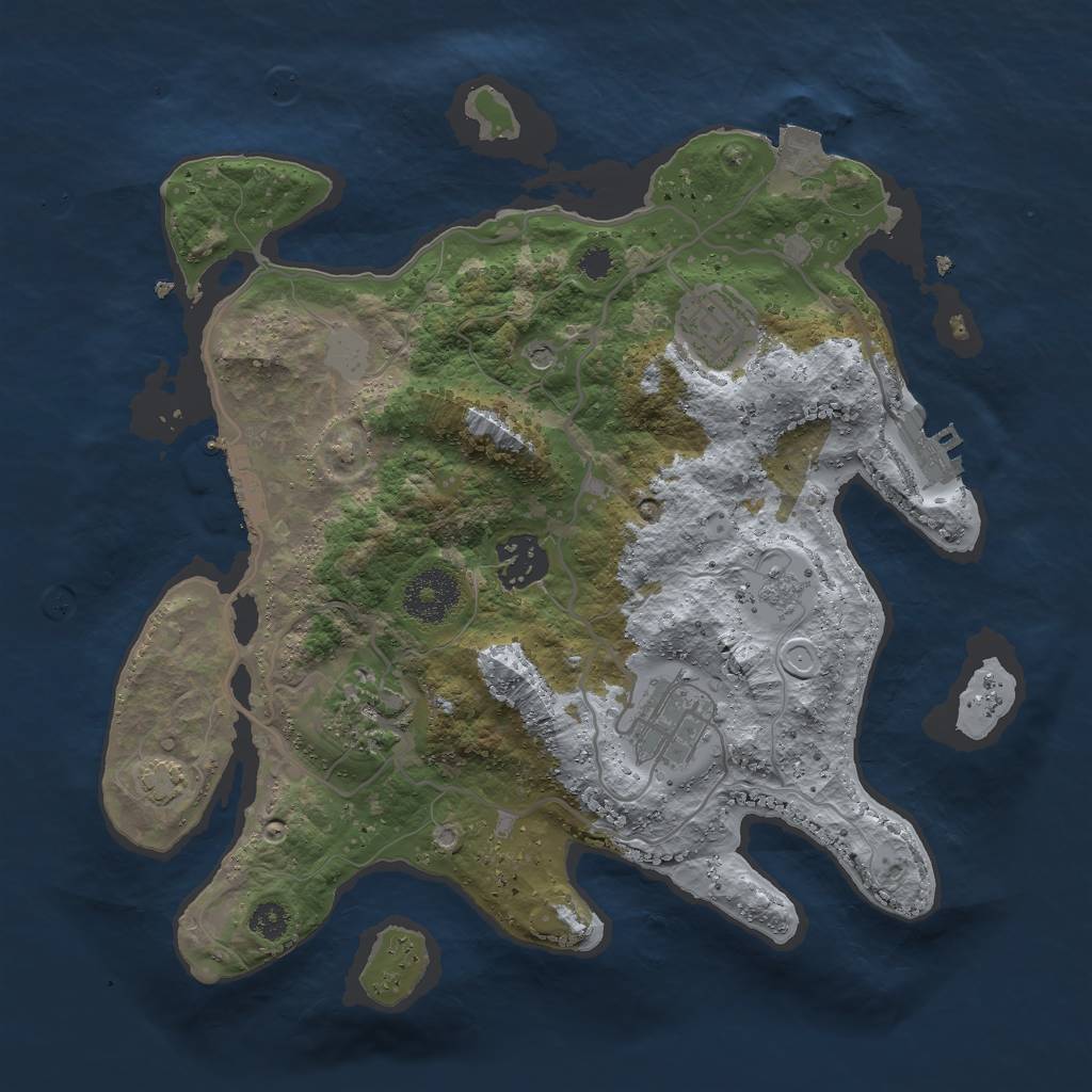 Rust Map: Procedural Map, Size: 3000, Seed: 30205, 12 Monuments