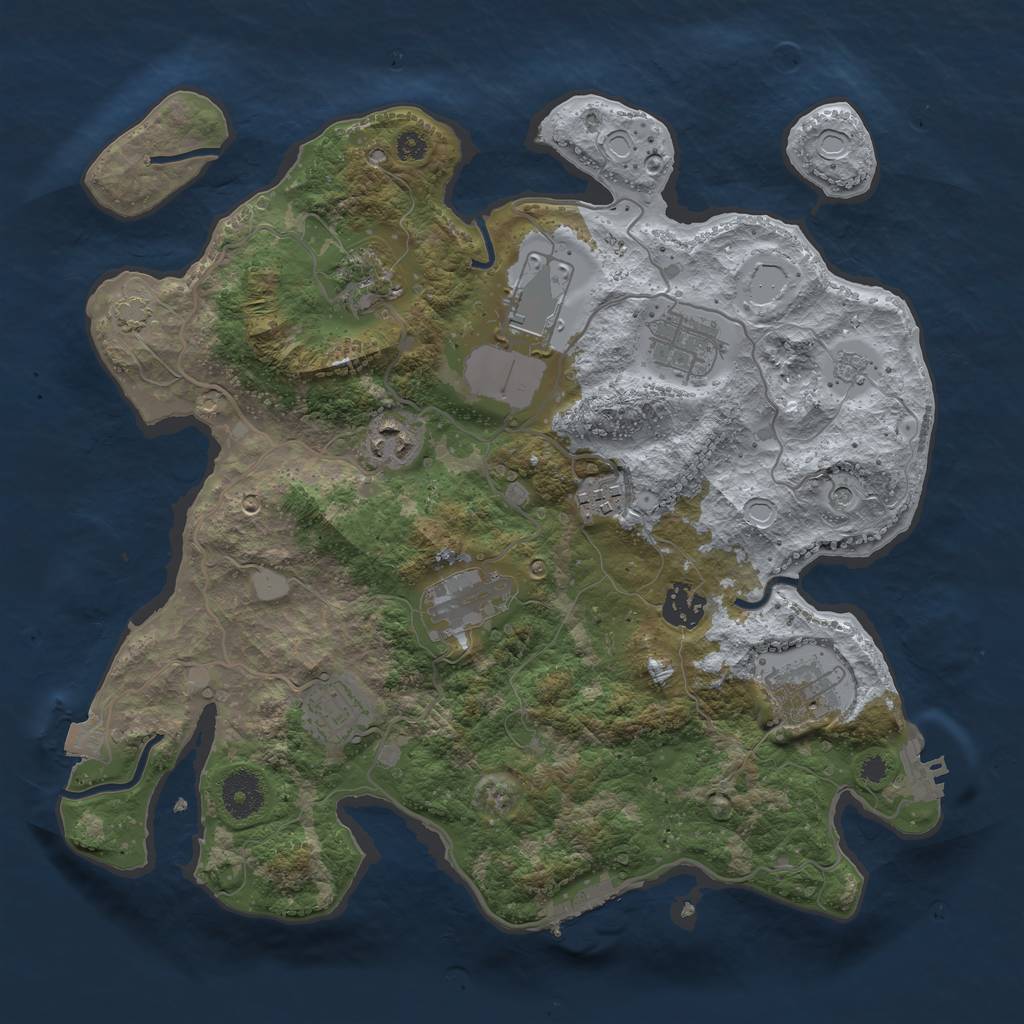 Rust Map: Procedural Map, Size: 3500, Seed: 152638, 17 Monuments