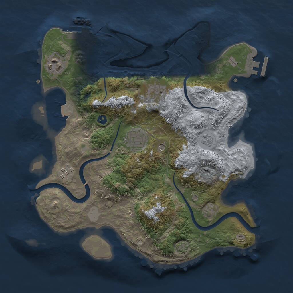 Rust Map: Procedural Map, Size: 3000, Seed: 5454328, 10 Monuments