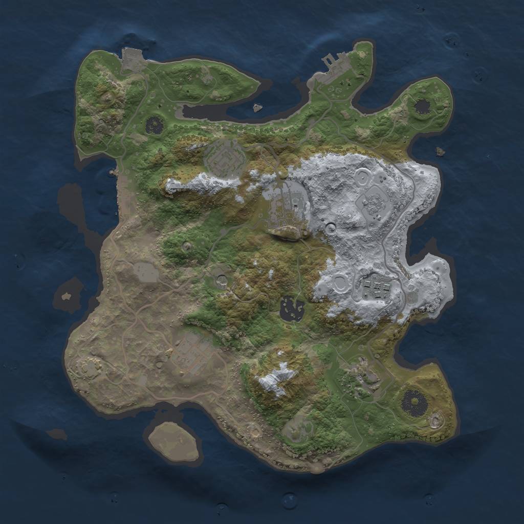 Rust Map: Procedural Map, Size: 3000, Seed: 5454328, 14 Monuments