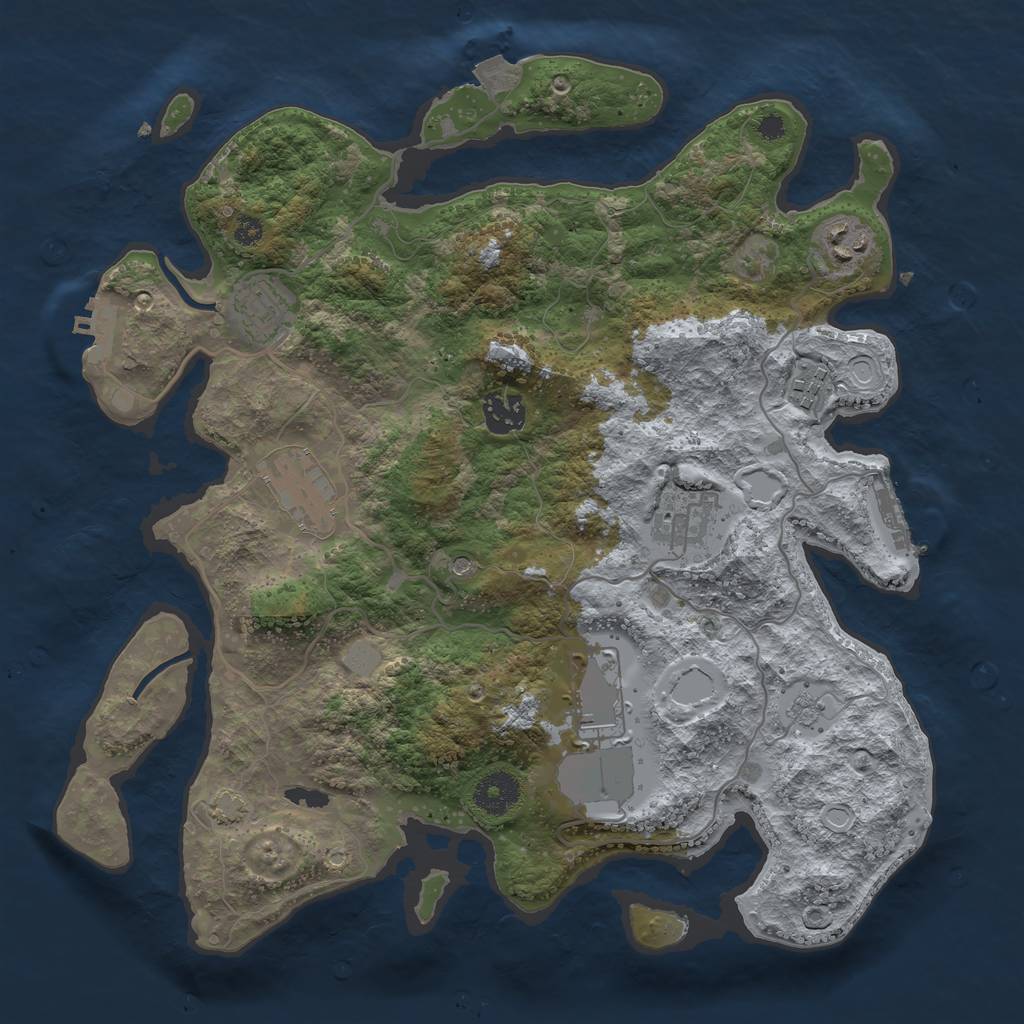 Rust Map: Procedural Map, Size: 3500, Seed: 1999215861, 15 Monuments