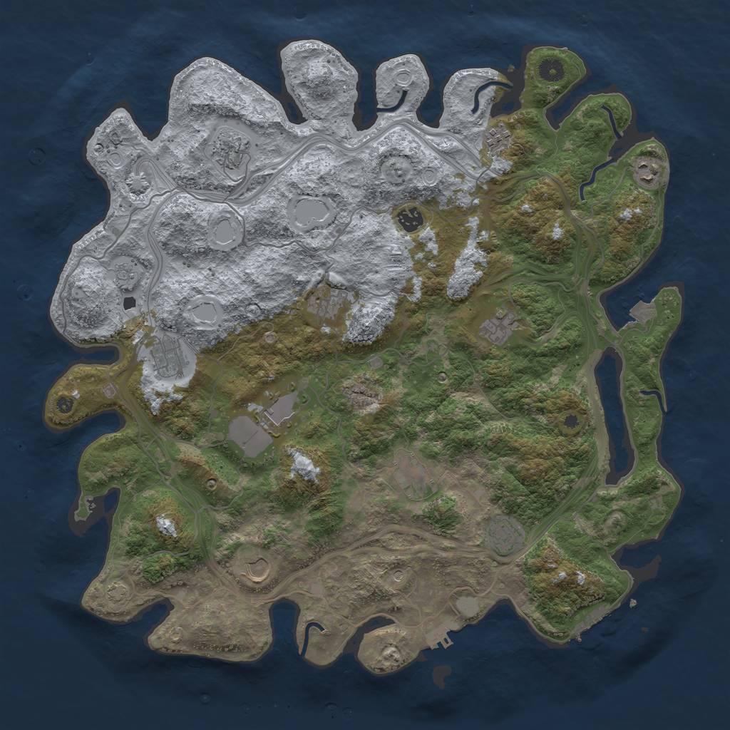 Rust Map: Procedural Map, Size: 4500, Seed: 527582, 19 Monuments