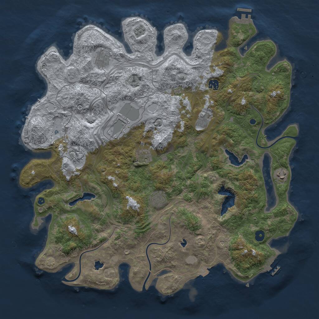 Rust Map: Procedural Map, Size: 4500, Seed: 527582, 15 Monuments