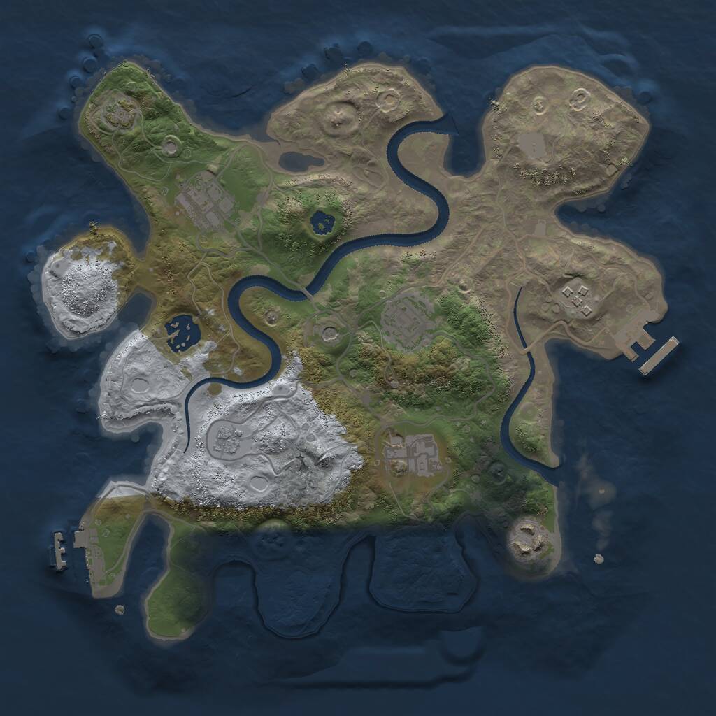 Rust Map: Procedural Map, Size: 3000, Seed: 29952, 12 Monuments