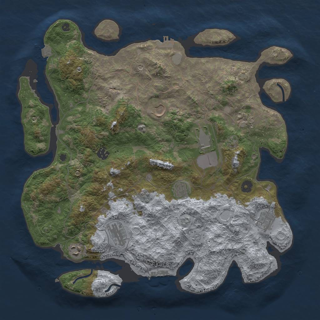 Rust Map: Procedural Map, Size: 4000, Seed: 28967, 17 Monuments