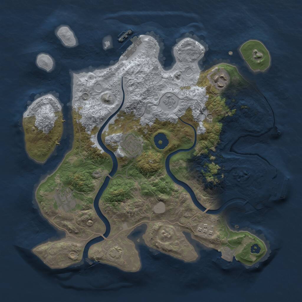 Rust Map: Procedural Map, Size: 3000, Seed: 32527, 10 Monuments
