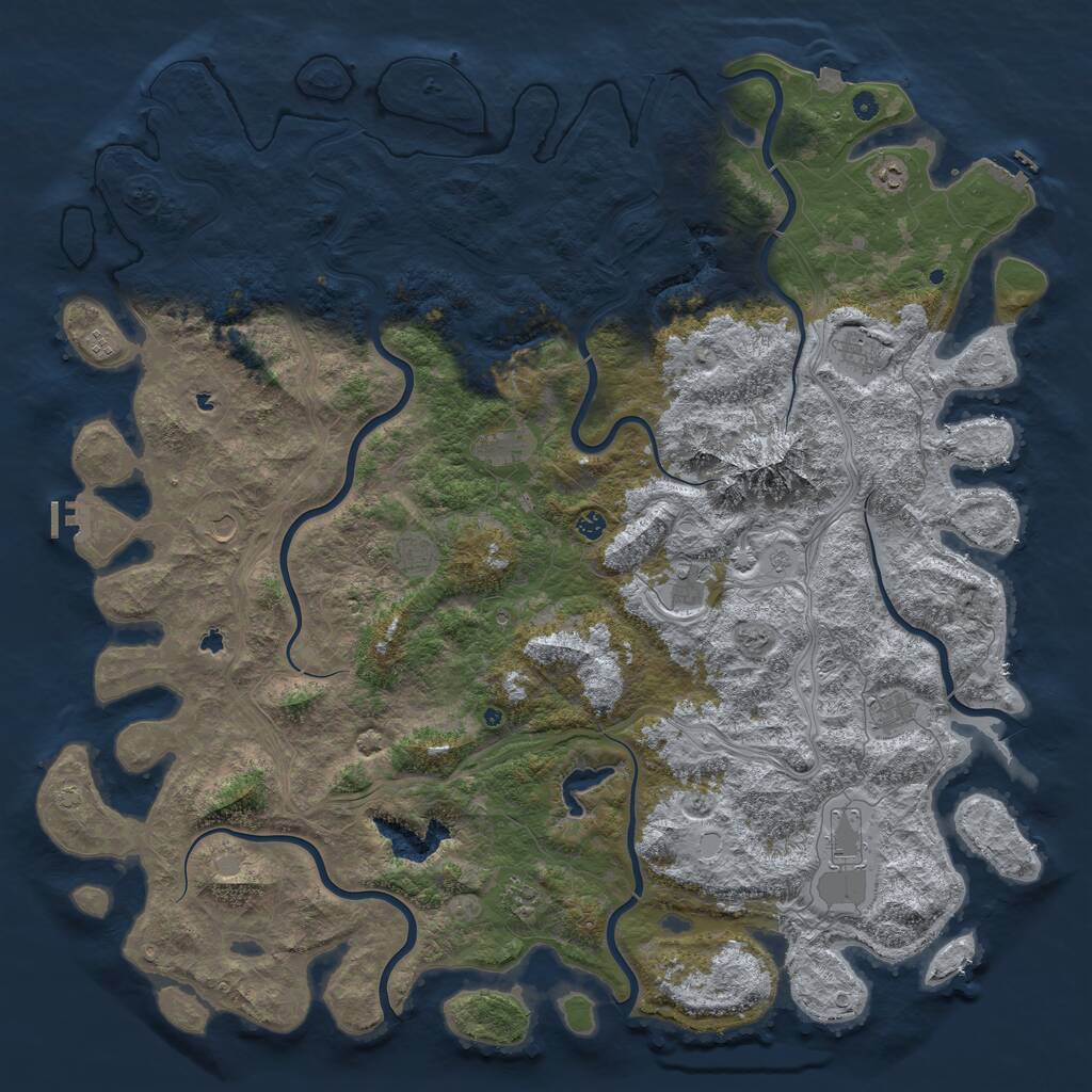 Rust Map: Procedural Map, Size: 6000, Seed: 1240017329, 17 Monuments