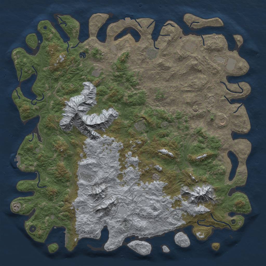 Rust Map: Procedural Map, Size: 6000, Seed: 1223231, 19 Monuments