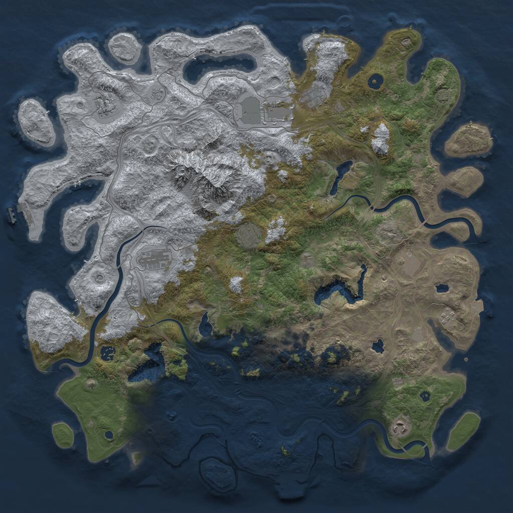 Rust Map: Procedural Map, Size: 5000, Seed: 775288821, 16 Monuments