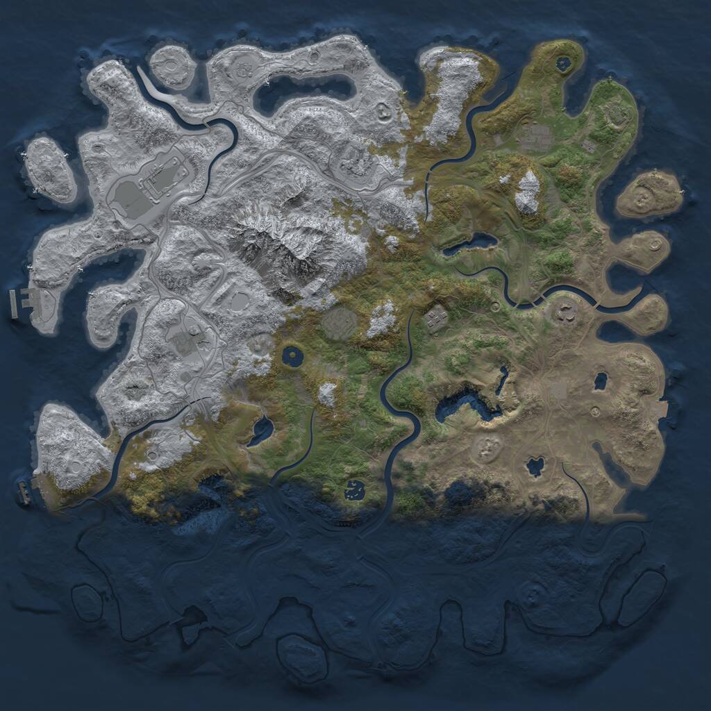 Rust Map: Procedural Map, Size: 5000, Seed: 775288821, 14 Monuments